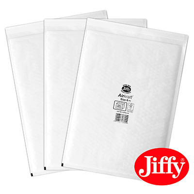 50 x Jiffy Airkraft Size 6 White Bubble Envelopes Bags 290x445mm (JL6W)